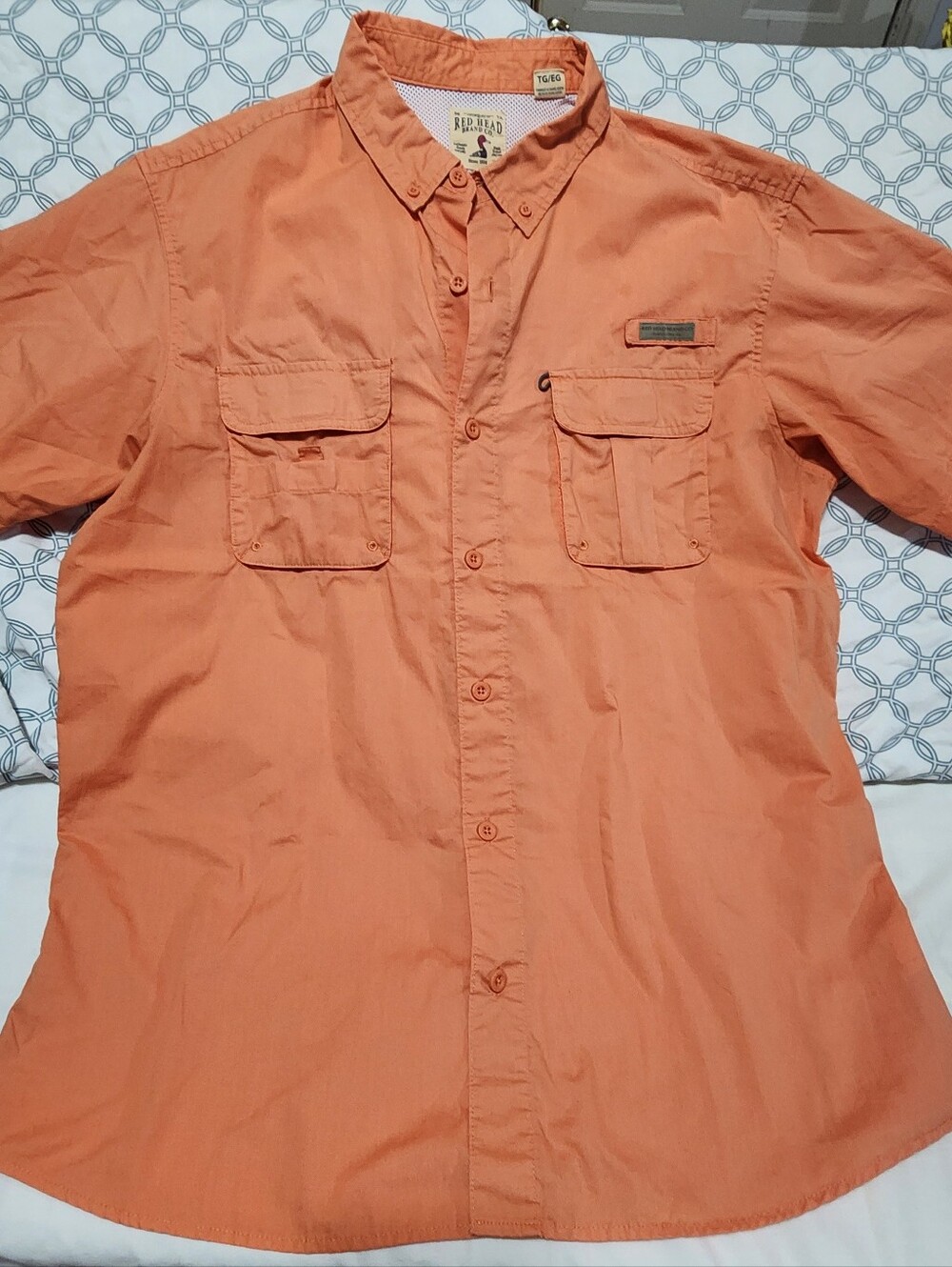 RedHead Men's Short-Sleeve Button-Down Shirt in Orange, SZ XL